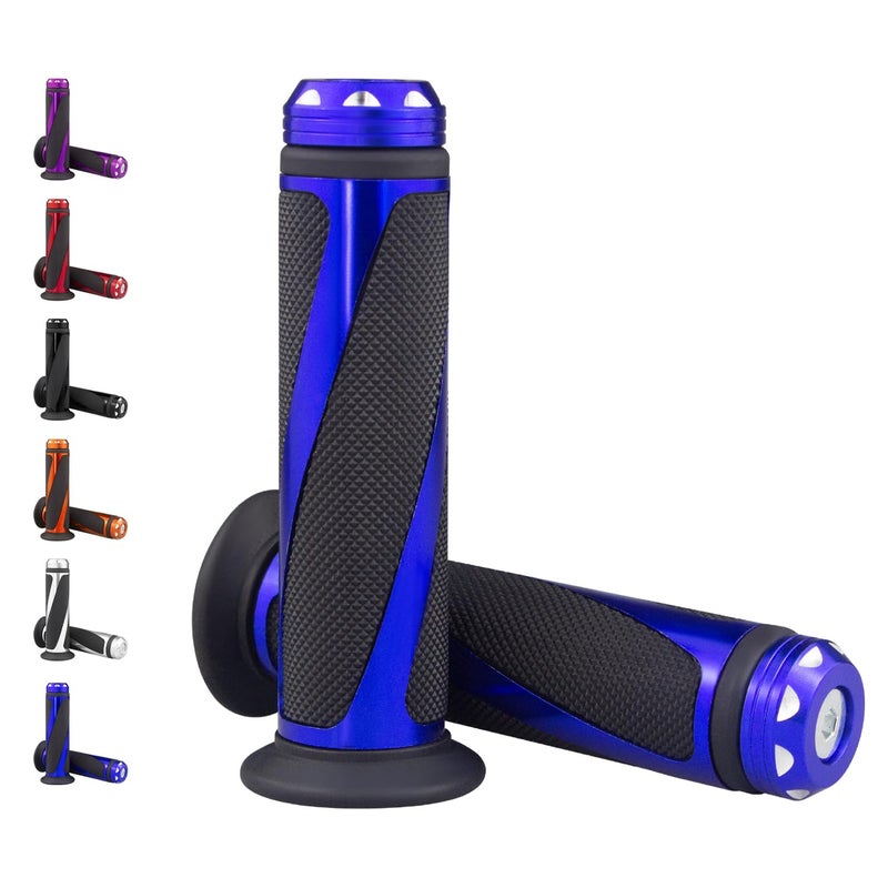 amavoler Universal Motorcycle Handlebar Grips Fits for Motorcycles with 7/8"" Left Grip and 1"" Right (Blue) - Image 1